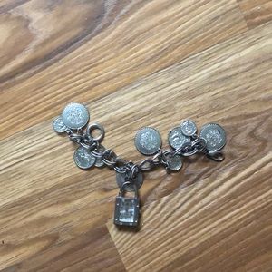 Silver Bracelet with Coins and Watch